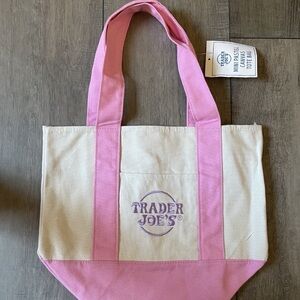 Trader Joe's Pastel Mini Canvas Tote Bag 2025 - Pink - LIMITED EDITION - NEW